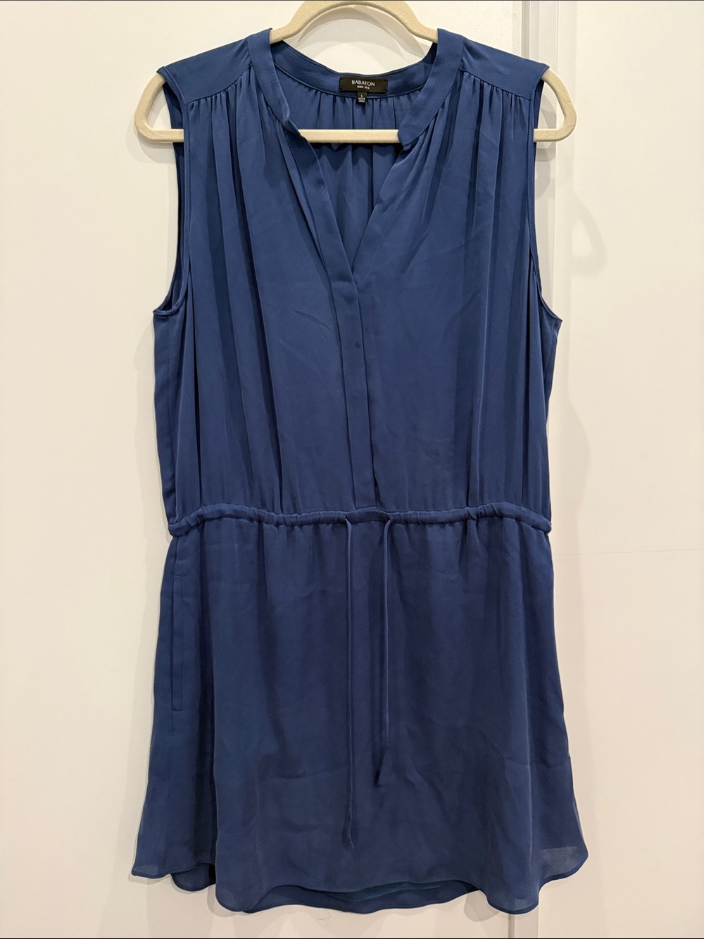 Babaton Aritzia 100% Silk Blue Mini Dress